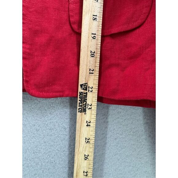 Vintage International Scene Womens Red Linen Zip Front Blazer Jacket Size 12 - Picture 9 of 9